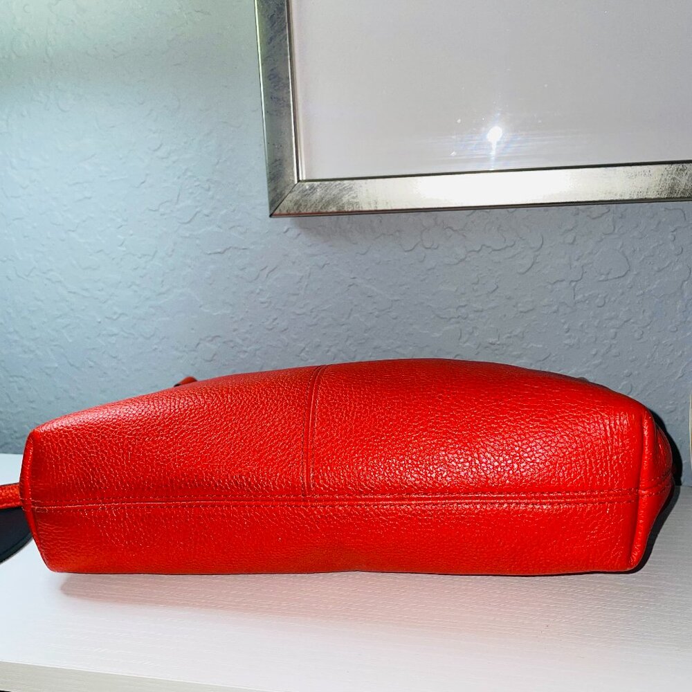 COACH Red Pebbled Leather Charley Crossbody Travel Bag - Picture 3 of 10